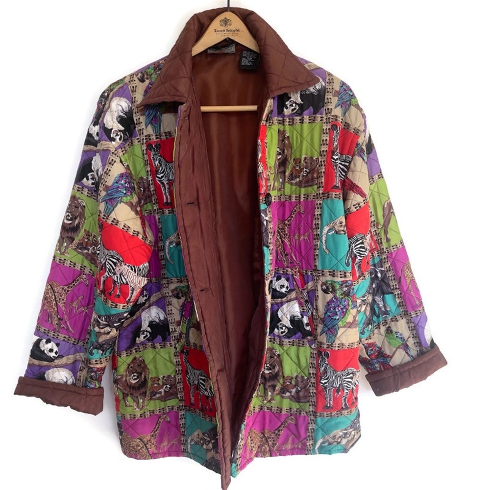 Vintage‎ Mureli 100% Silk Quilted Animal Print Jacket | Colorful Statement